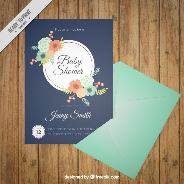 Elegant floral baby shower card