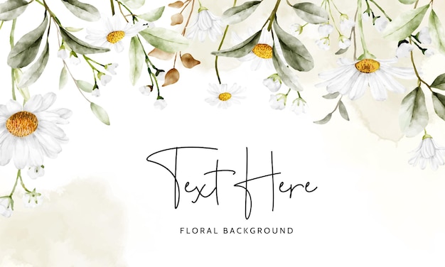 Free vector elegant floral background template with beautiful daisy flower