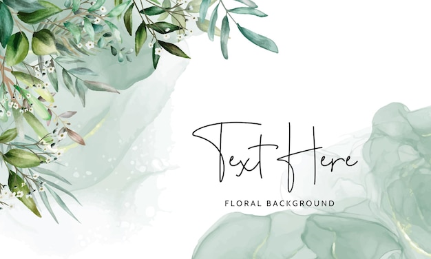 Free vector elegant floral background with hand drawing leaves watercolor