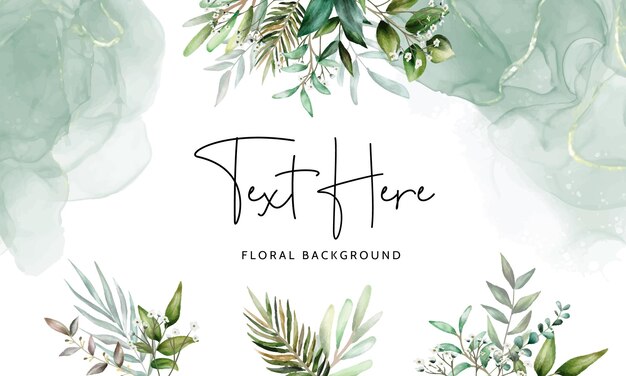 elegant floral background with hand drawing leaves watercolor