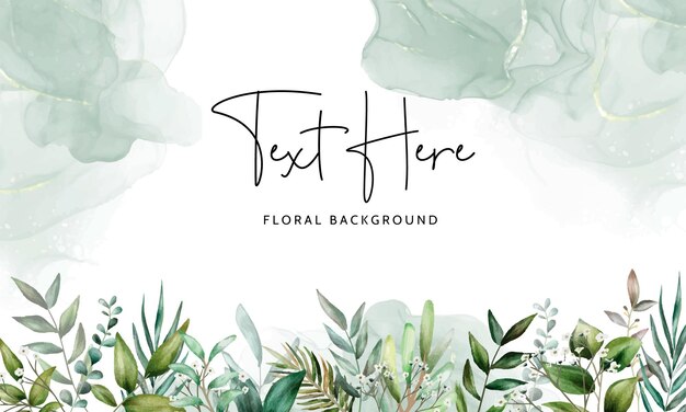 elegant floral background with hand drawing leaves watercolor