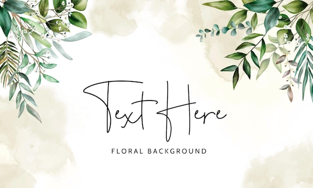 elegant floral background with hand drawing leaves watercolor