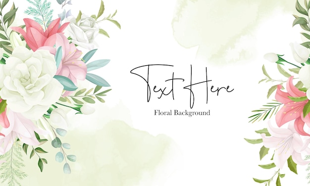 Elegant floral background with hand drawing soft flower and leaves