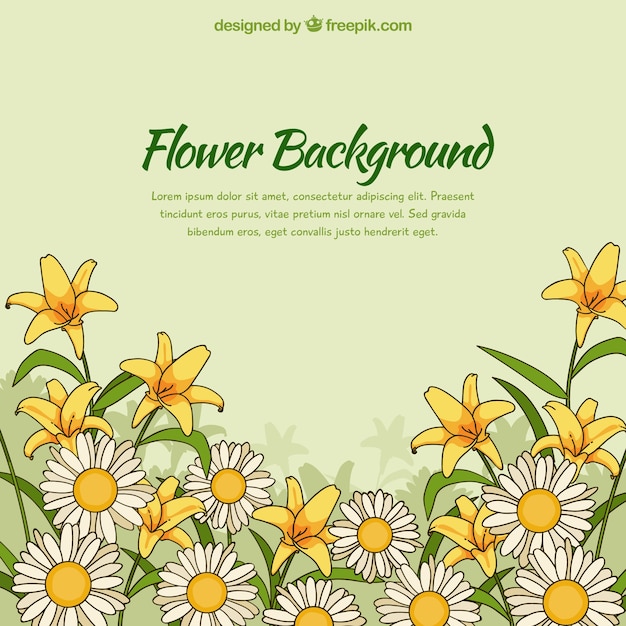 Бесплатное векторное изображение Элегантный цветочный фон с рисованной стиль