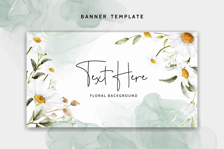 Free Vector elegant floral banner template with beautiful daisy flower