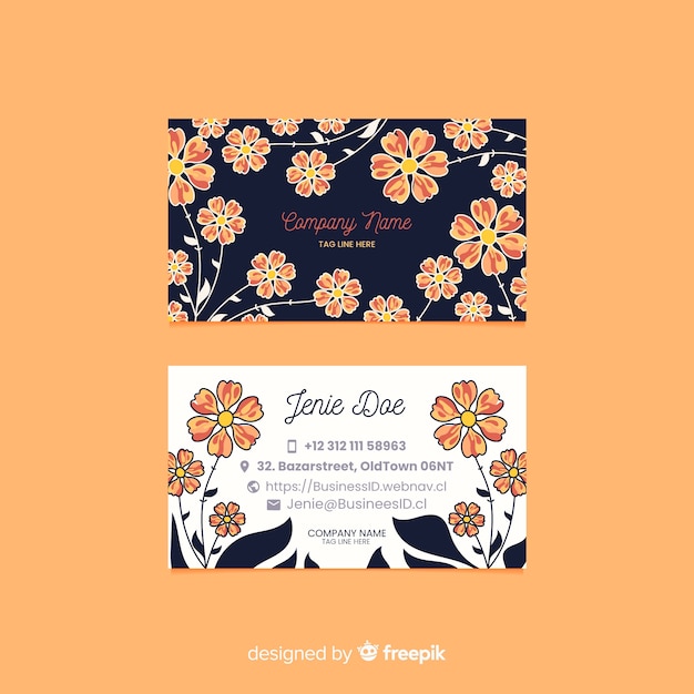 Elegant floral business card template