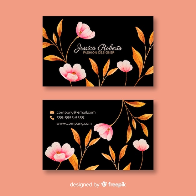 Бесплатное векторное изображение Элегантный цветочный шаблон визитной карточки