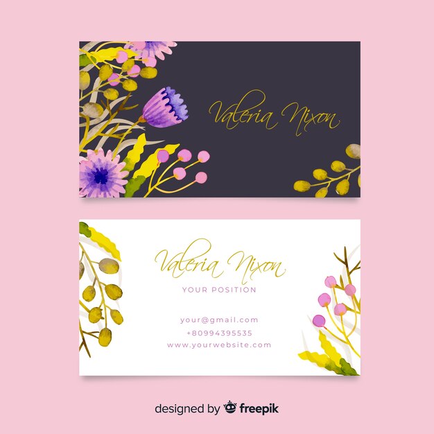 Elegant floral business card template