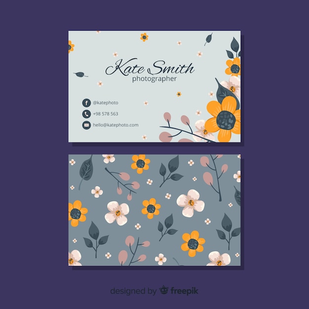 Elegant floral business card template