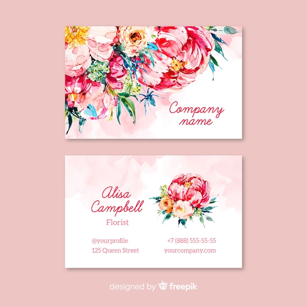 Elegant floral business card template