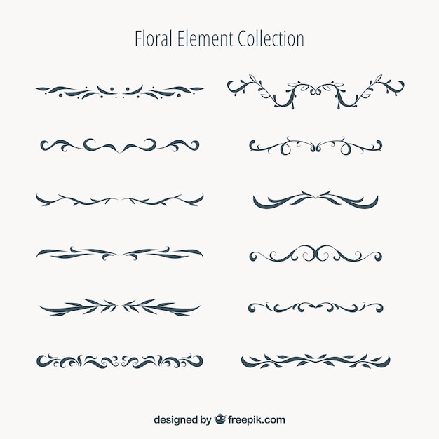 Free vector elegant floral element collection with flat design