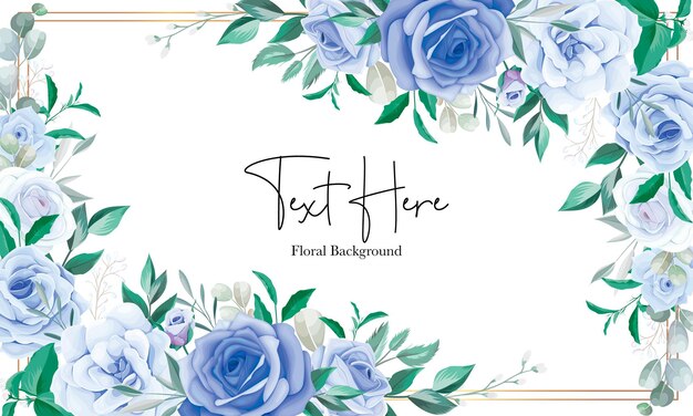 elegant floral frame background with blue flower ornament