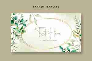 Free vector elegant floral frame background with leaves watercolor ornament