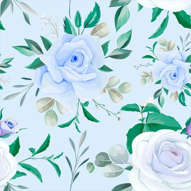 Elegant floral frame seamless pattern blue flower