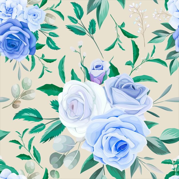 Elegant floral frame seamless pattern blue flower