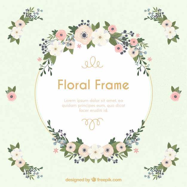 Elegant floral frame with flat design