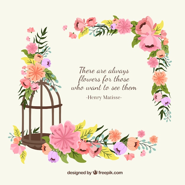 Elegant floral frame with flat design