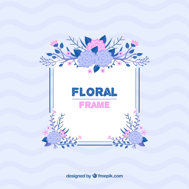 Elegant floral frame with flat design