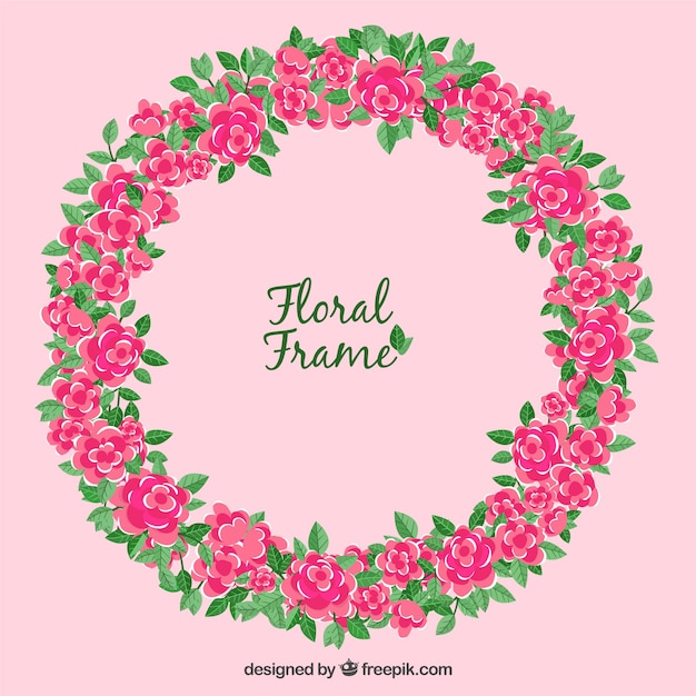 Elegant floral frame with flat design