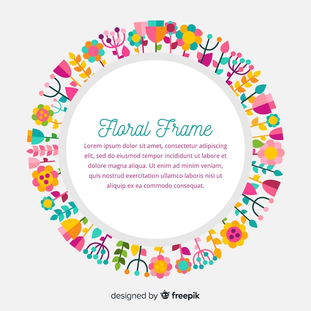 Elegant floral frame with flat design