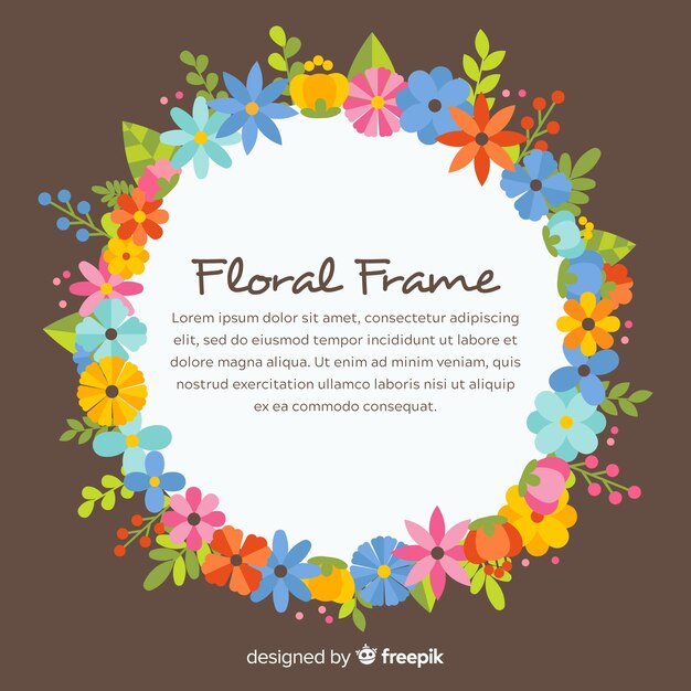 Elegant floral frame with flat design