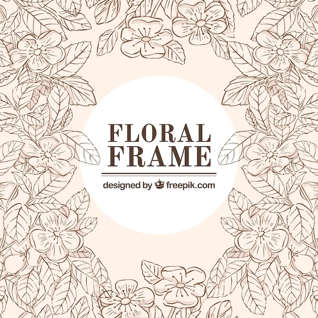 Elegant floral frame with hand drawn style