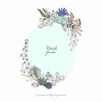 Free vector elegant floral frame with hand drawn style