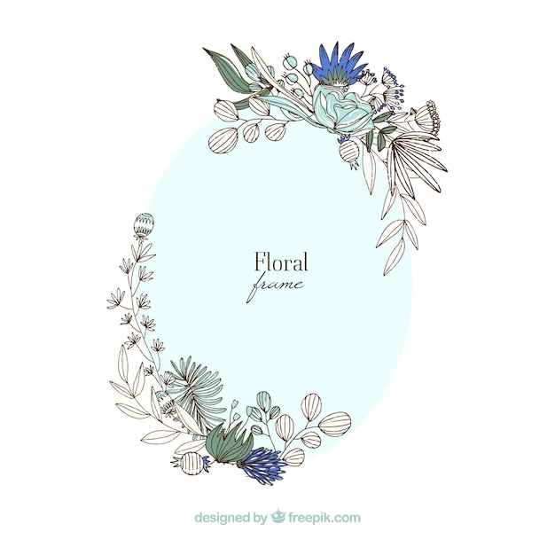 Elegant floral frame with hand drawn style