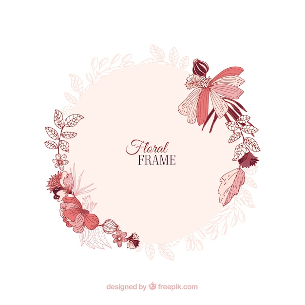 Elegant floral frame with hand drawn style
