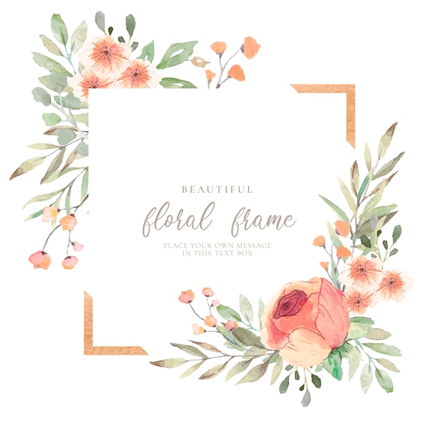 Elegant floral frame with watercolor flowers