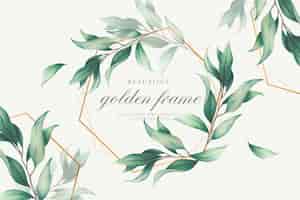 Free vector elegant floral frame with wild leaves