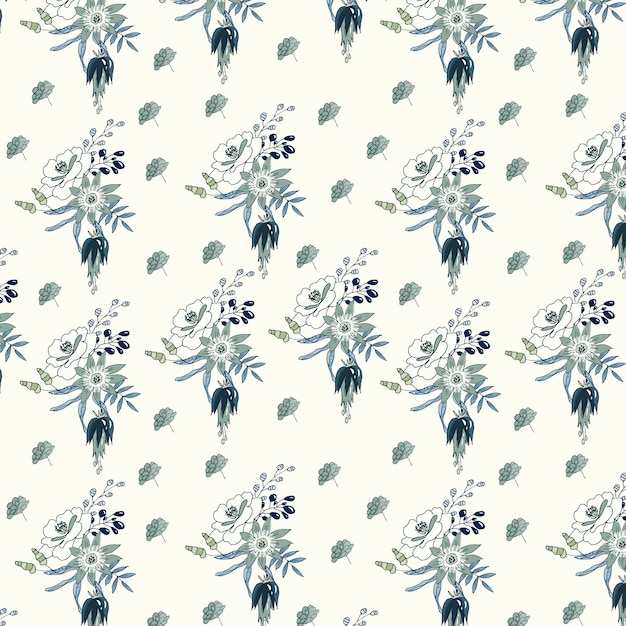 Elegant floral pattern in sea colors