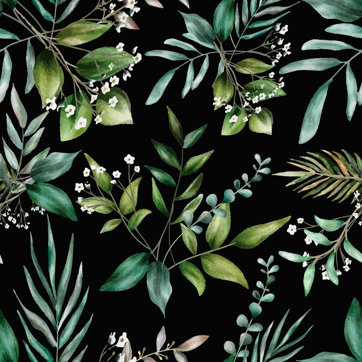 Free Vector elegant floral seamless pattern with hand drawing leaves watercolor