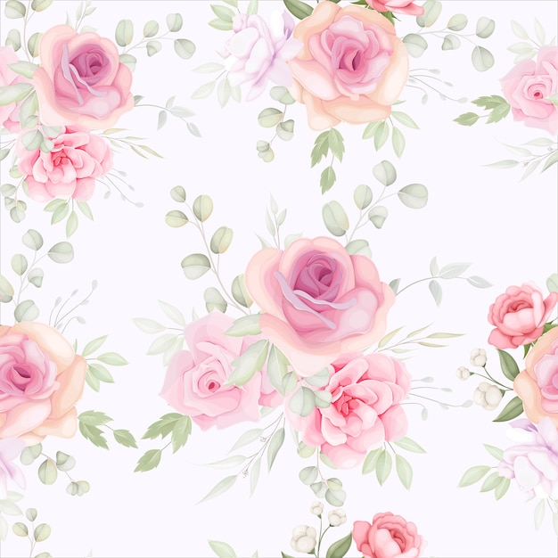 Free vector elegant floral seamless pattern with soft flower decoration