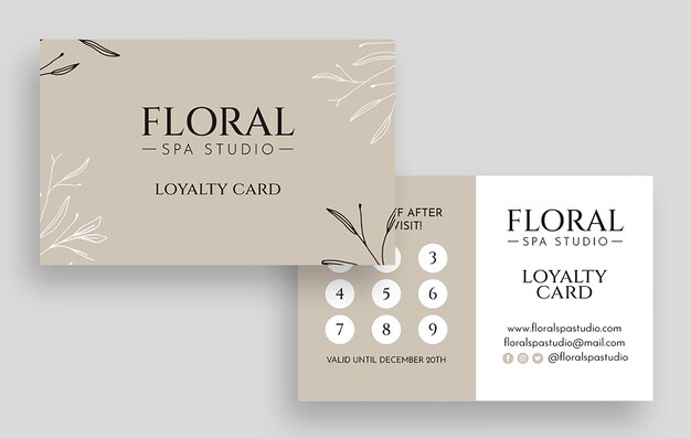 エレガントな花のスパ スタジオ ロイヤルティ カード
