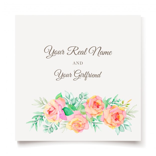 エレガントな花の水彩画の結婚式の招待カード