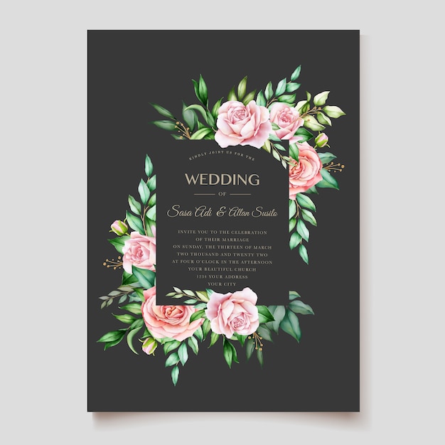 Free vector elegant floral wedding card design