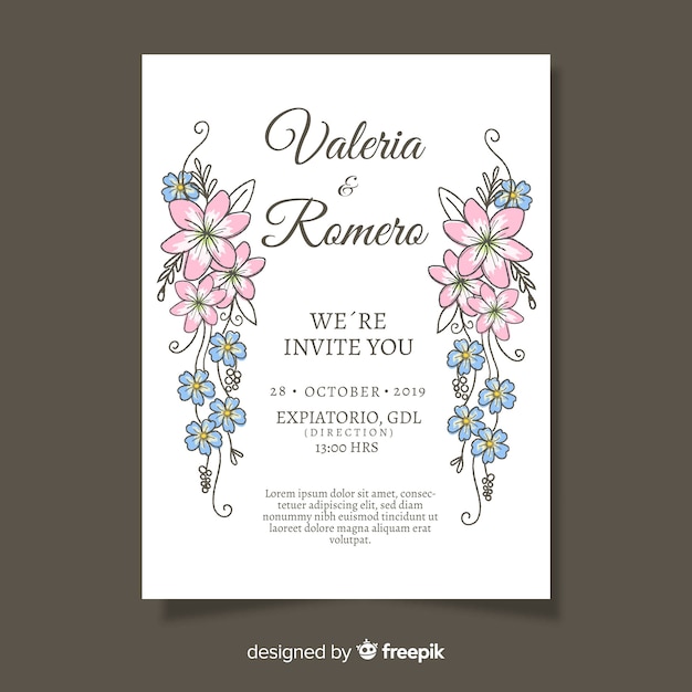 Elegant floral wedding card template