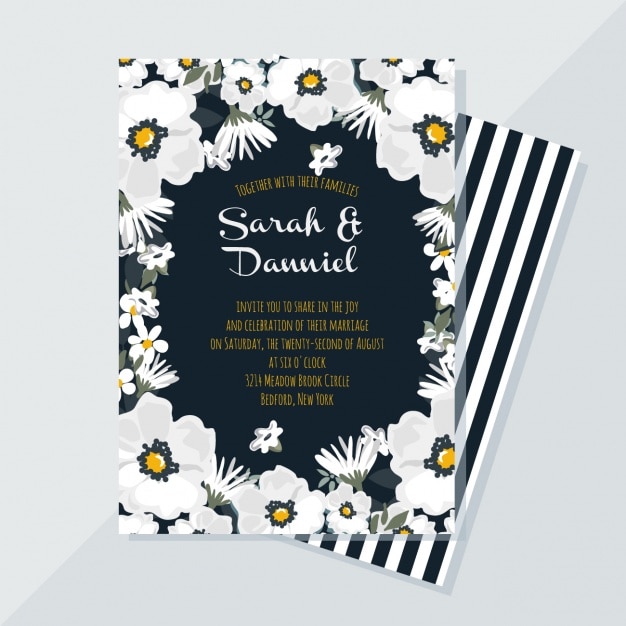 Free vector elegant floral wedding card