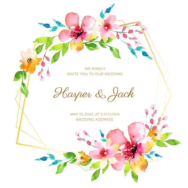 Free vector elegant floral wedding frame