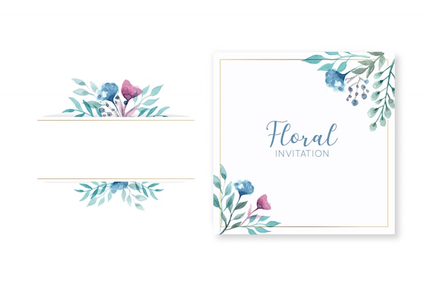 Elegant floral wedding invitation card and frame