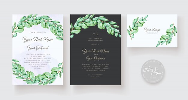 Elegant floral wedding invitation card set