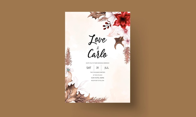 Free vector elegant floral wedding invitation card set