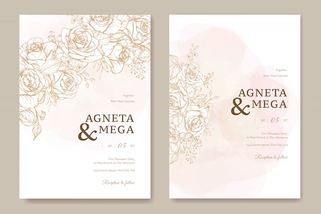 elegant floral wedding invitation card template