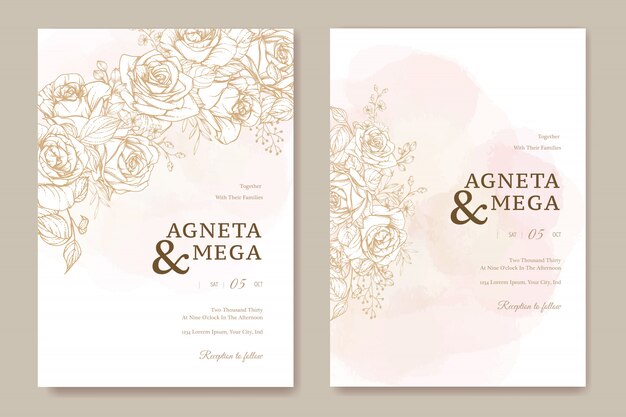 elegant floral wedding invitation card template