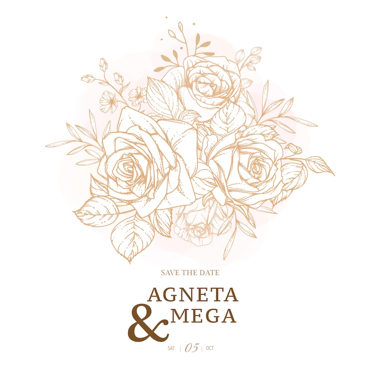 Free Vector elegant floral wedding invitation card template