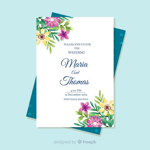 Elegant floral wedding invitation card