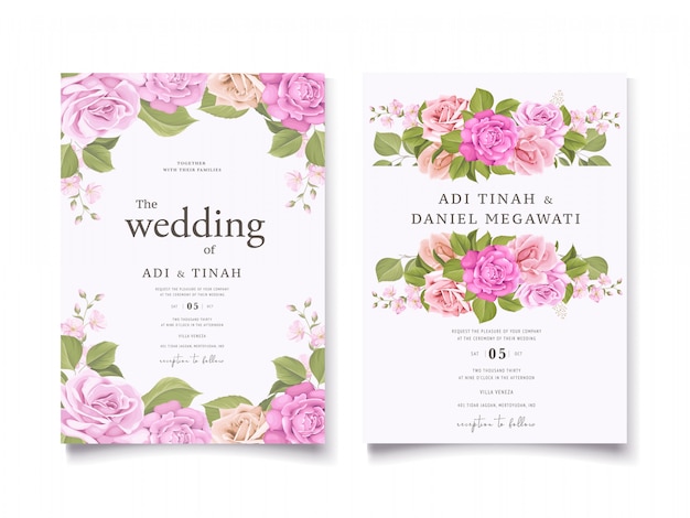 エレガントな花の結婚式の招待状のデザイン