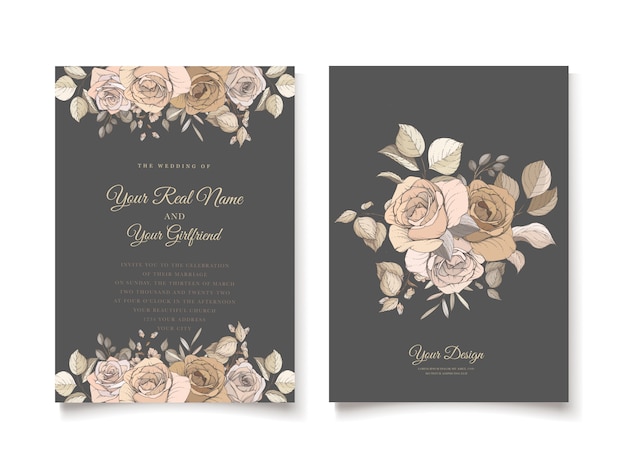 Free vector elegant floral wedding invitation template