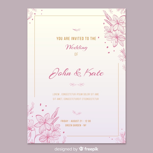 Elegant floral wedding invitation template